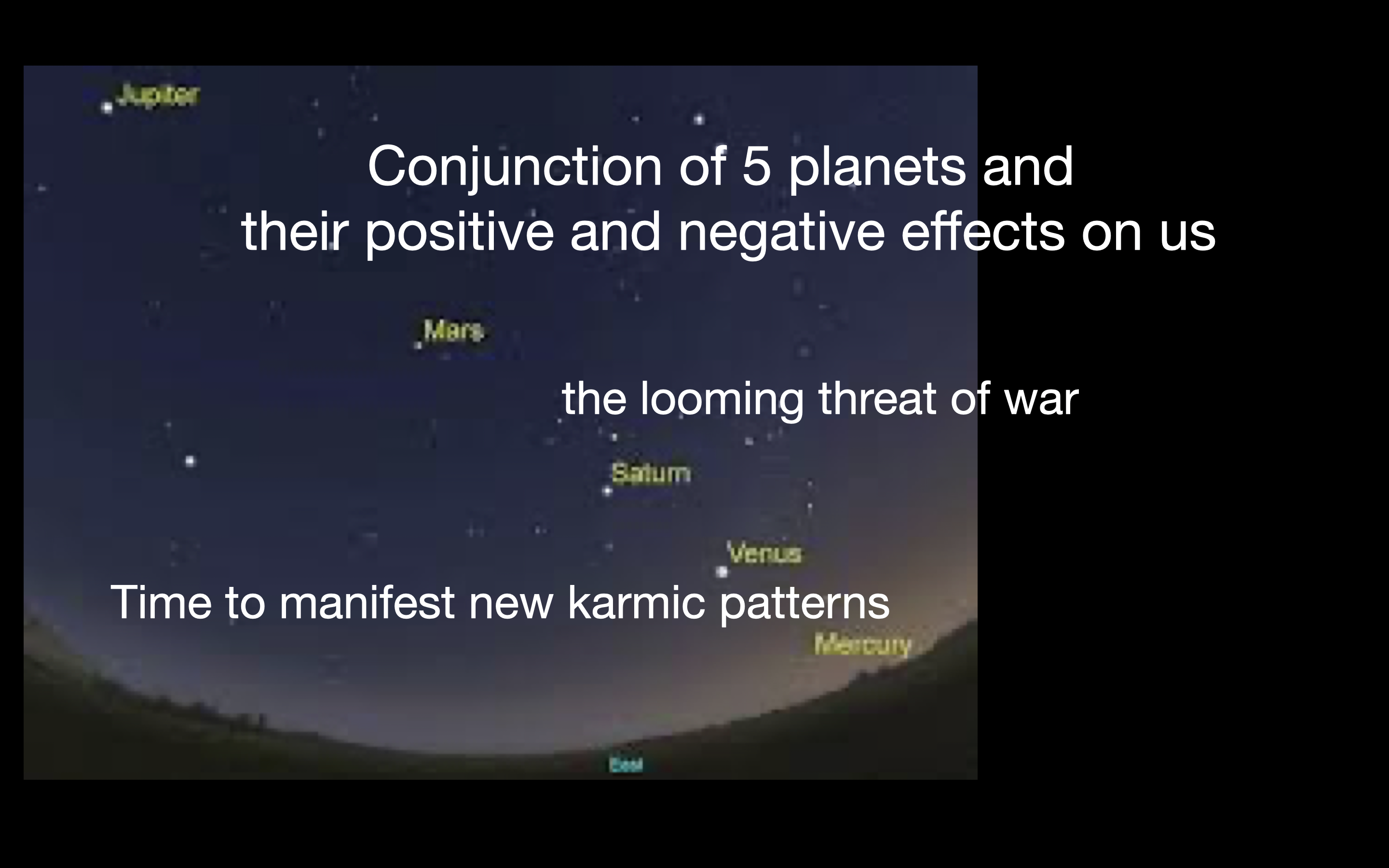 Conjunction of 5 planets and their positive and negative effects on us