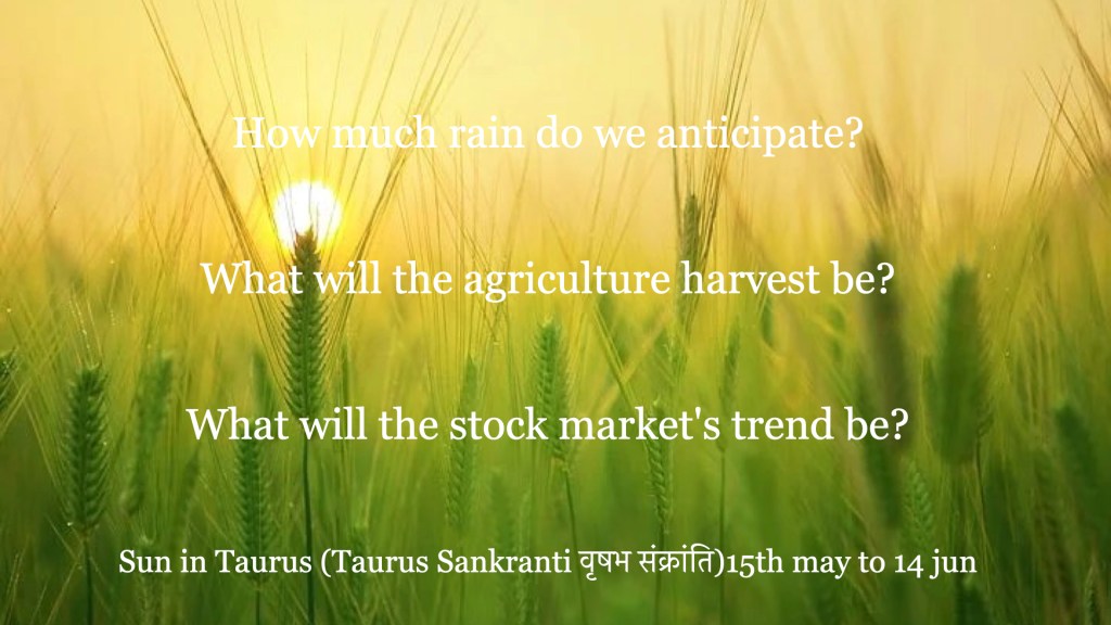 Sun in Taurus (Vrishubh Sankranti )15th may to 14&nbsp;jun
