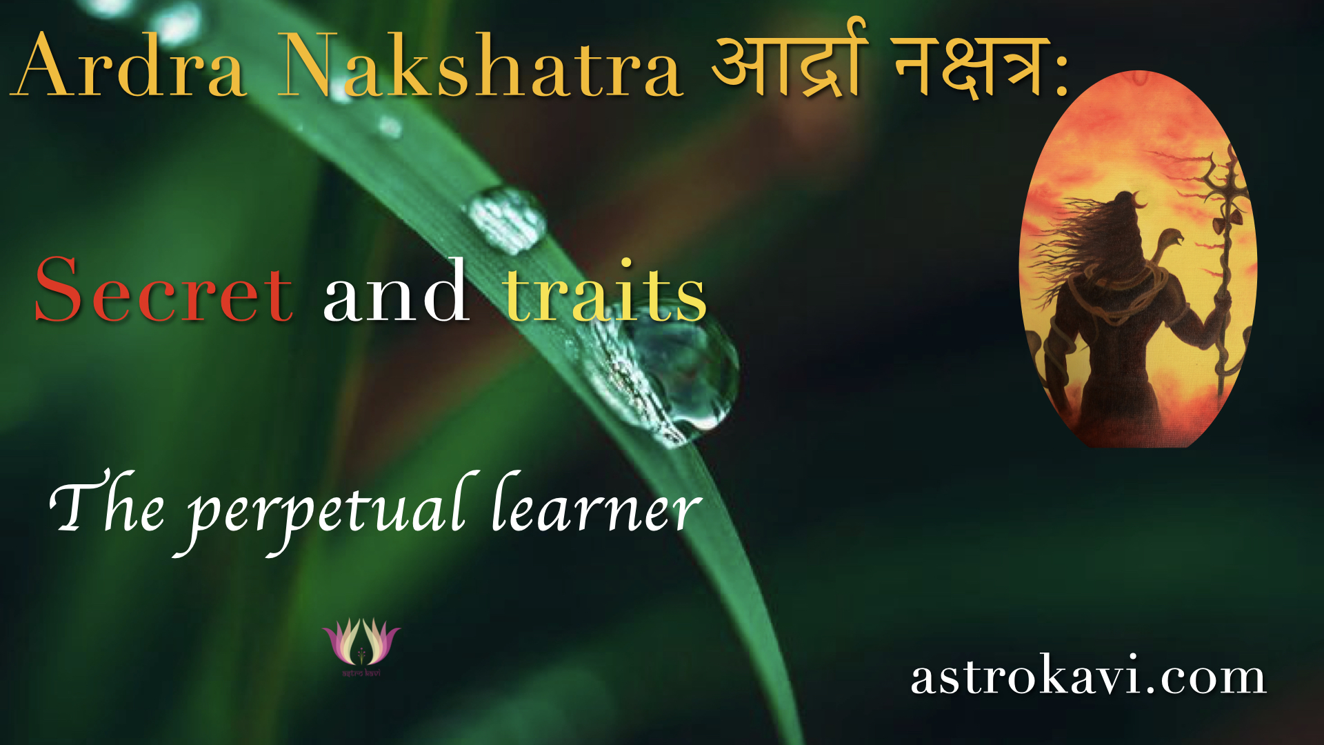 Adra Nakshatra (transformation and destruction!)